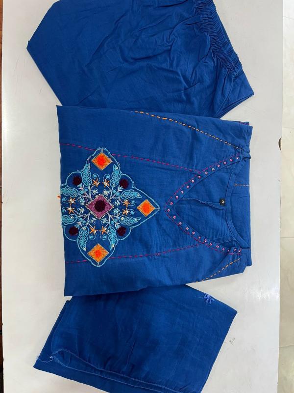 Jaipuri 3pcs teal blue kurtis wholesale in mumbai  - wholesale export